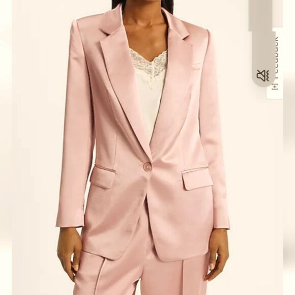 Satin One Button Cinched Boyfriend Blazer - Picture 5 of 5